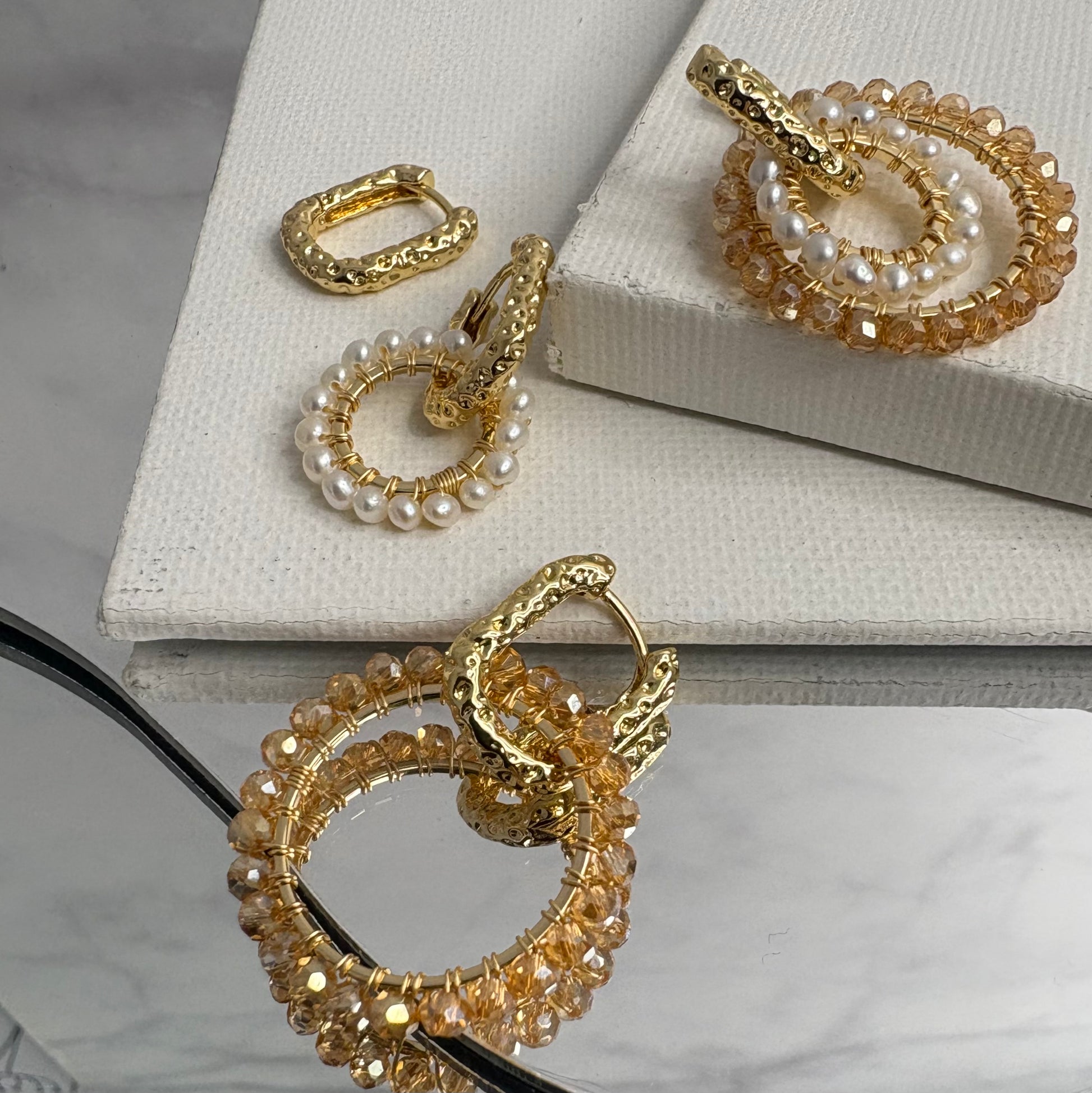 Aurora Crafted Style-4-You Princess Drop Pearly Gold Glamour (gold)-Earrings-Aurora Crafted Jewellery-