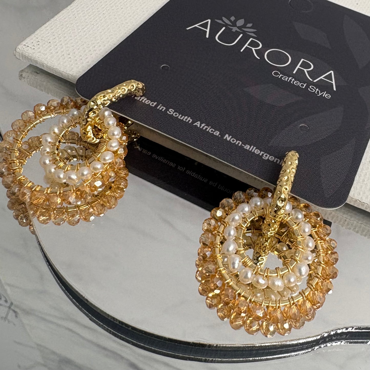 Aurora Crafted Style-4-You Princess Drop Pearly Gold Glamour (gold)-Earrings-Aurora Crafted Jewellery-