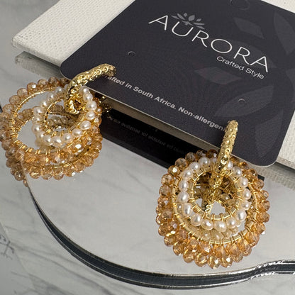 Aurora Crafted Style-4-You Princess Drop Pearly Gold Glamour (gold)-Earrings-Aurora Crafted Jewellery-