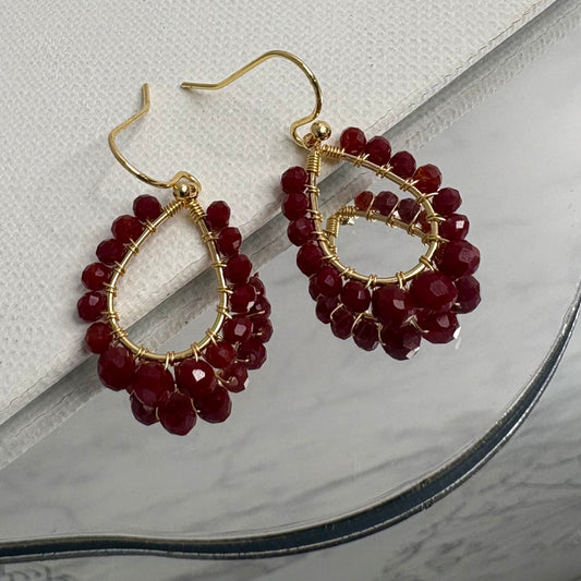 Aurora Crafted Style-Petite Teardrop in Merlot (gold)-Earrings-Aurora Crafted Jewellery-