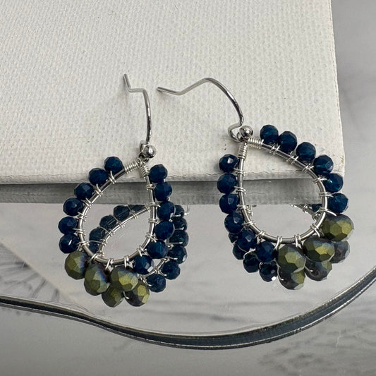 Aurora Crafted Style-Petite Teardrop in Navy (silver)-Earrings-Aurora Crafted Jewellery-