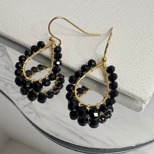 Aurora Crafted Style-Petite Teardrop in Black (gold)-Earrings-Aurora Crafted Jewellery-