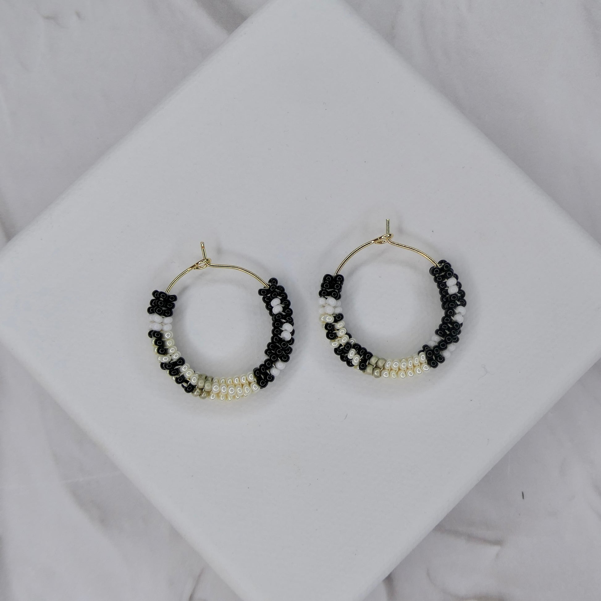 Aurora Crafted Style-Spectrum Hoop in Monochrome (Gold)-Earrings-Aurora Crafted Jewellery-