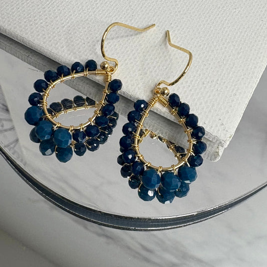 Aurora Crafted Style-Petite Teardrop in Indigo (Gold)-Earrings-Aurora Crafted Jewellery-