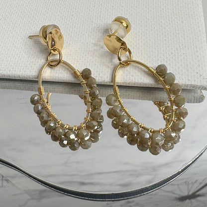 Aurora Crafted Style-Oval Drops in Khaki (gold)-Earrings-Aurora Crafted Jewellery-