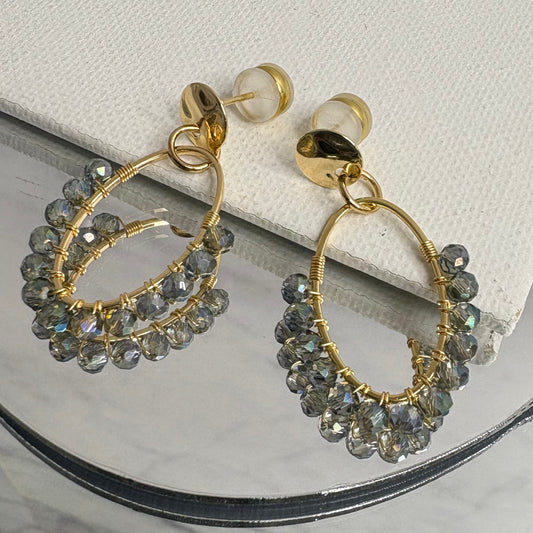 Aurora Crafted Style-Oval Drops in Mediterranean Shimmer (gold)-Earrings-Aurora Crafted Jewellery-