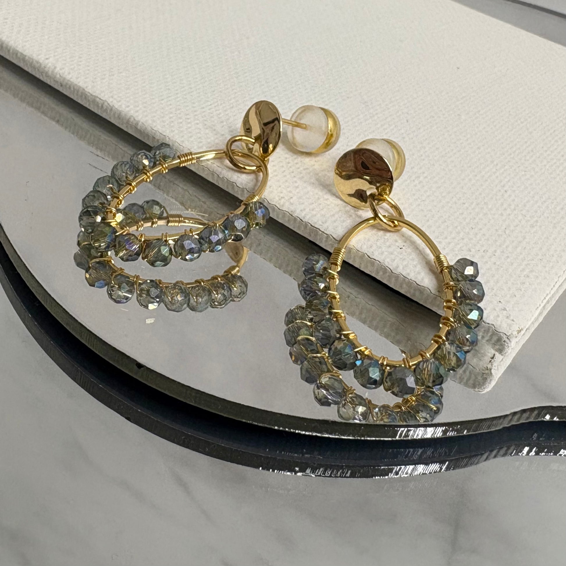 Aurora Crafted Style-Oval Drops in Mediterranean Shimmer (gold)-Earrings-Aurora Crafted Jewellery-