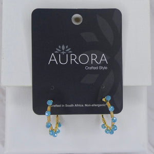 Aurora Crafted Style-Retro Hoop in Turquoise Blue (Gold)-Earrings-Aurora Crafted Jewellery-