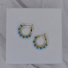 Load image into Gallery viewer, Retro Hoop in Turquoise Blue (Gold)
