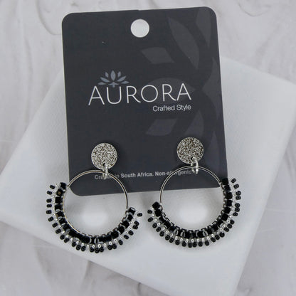 Aurora Crafted Style-Half Mosaic Stud in Black (Silver)-Earrings-Aurora Crafted Jewellery-