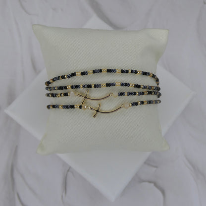 Aurora Crafted Style-Cross Beaded Necklace (Gold)-NECKLACES-Aurora Crafted Jewellery-