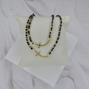 Cross Beaded Necklace (Gold)