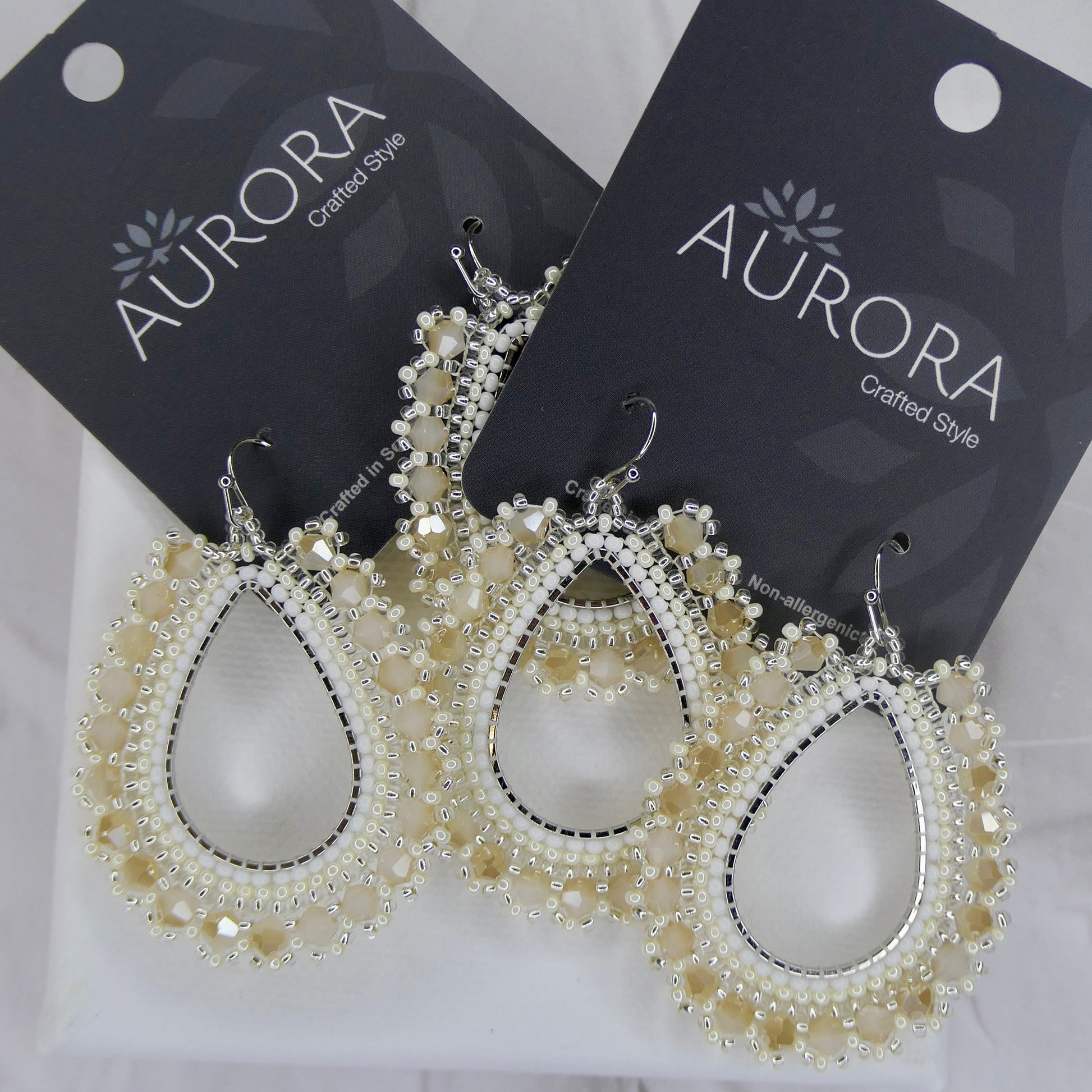 Aurora Crafted Style-Full Frida in Cream (Silver)-Earrings-Aurora Crafted Jewellery-