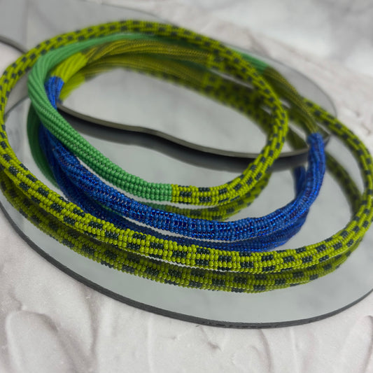 Aurora Crafted Style-Infinity Necklace Cobalt & Lime Affair-NECKLACES-Aurora Crafted Jewellery-