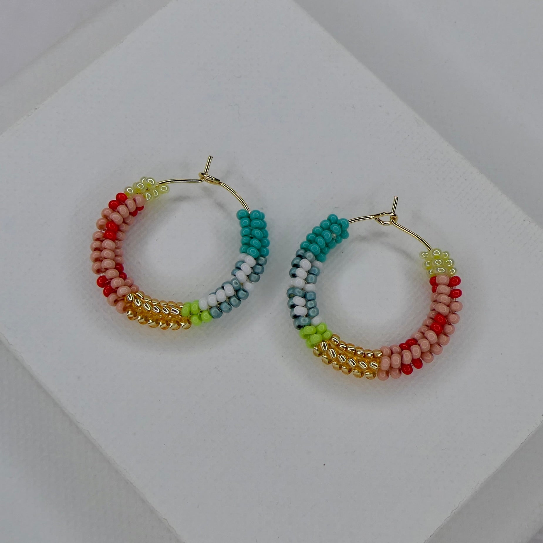 Aurora Crafted Style-Spectrum Hoop in Pink Kaleidoscope (Gold)-Earrings-Aurora Crafted Jewellery-