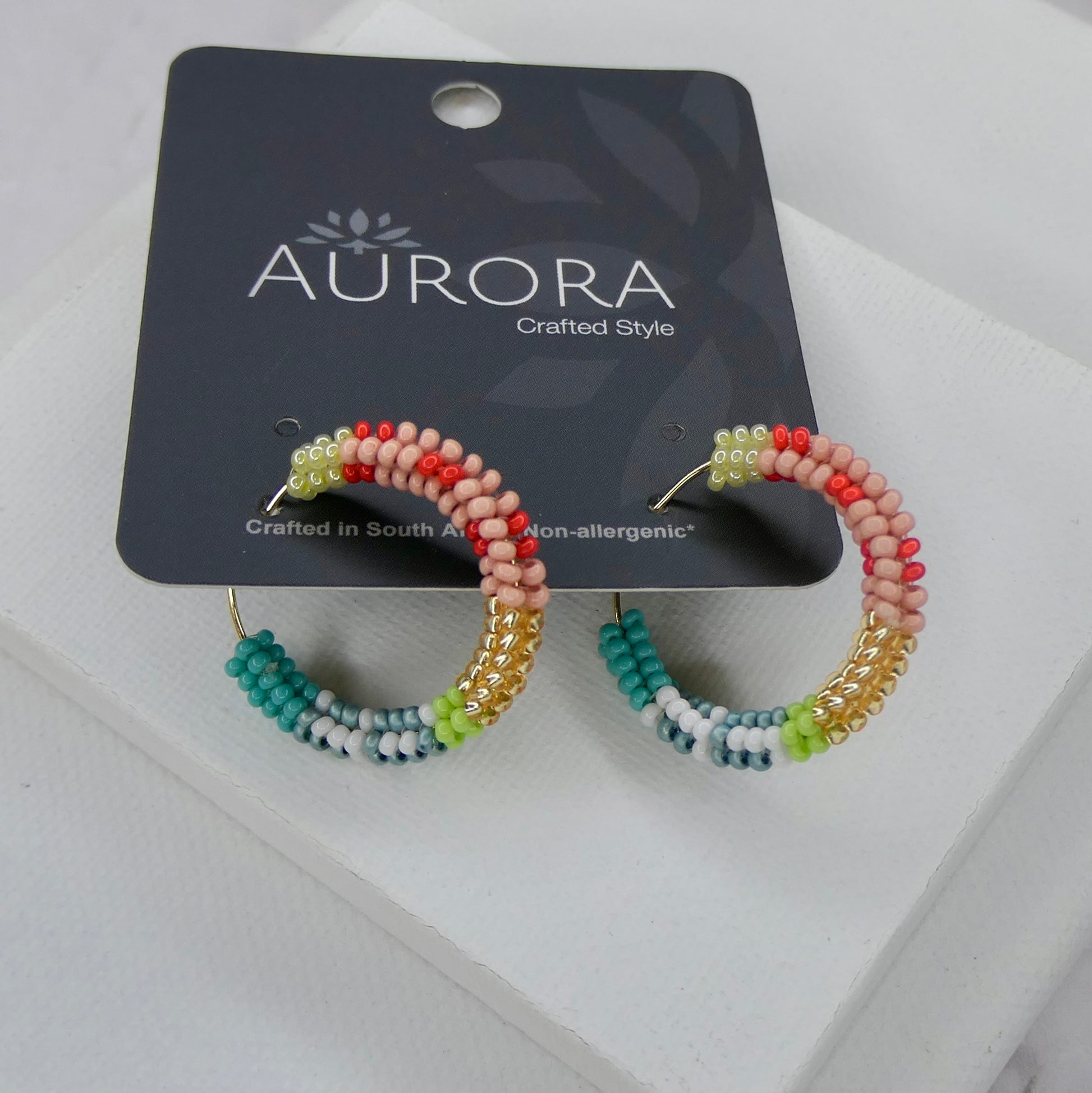Aurora Crafted Style-Spectrum Hoop in Pink Kaleidoscope (Gold)-Earrings-Aurora Crafted Jewellery-