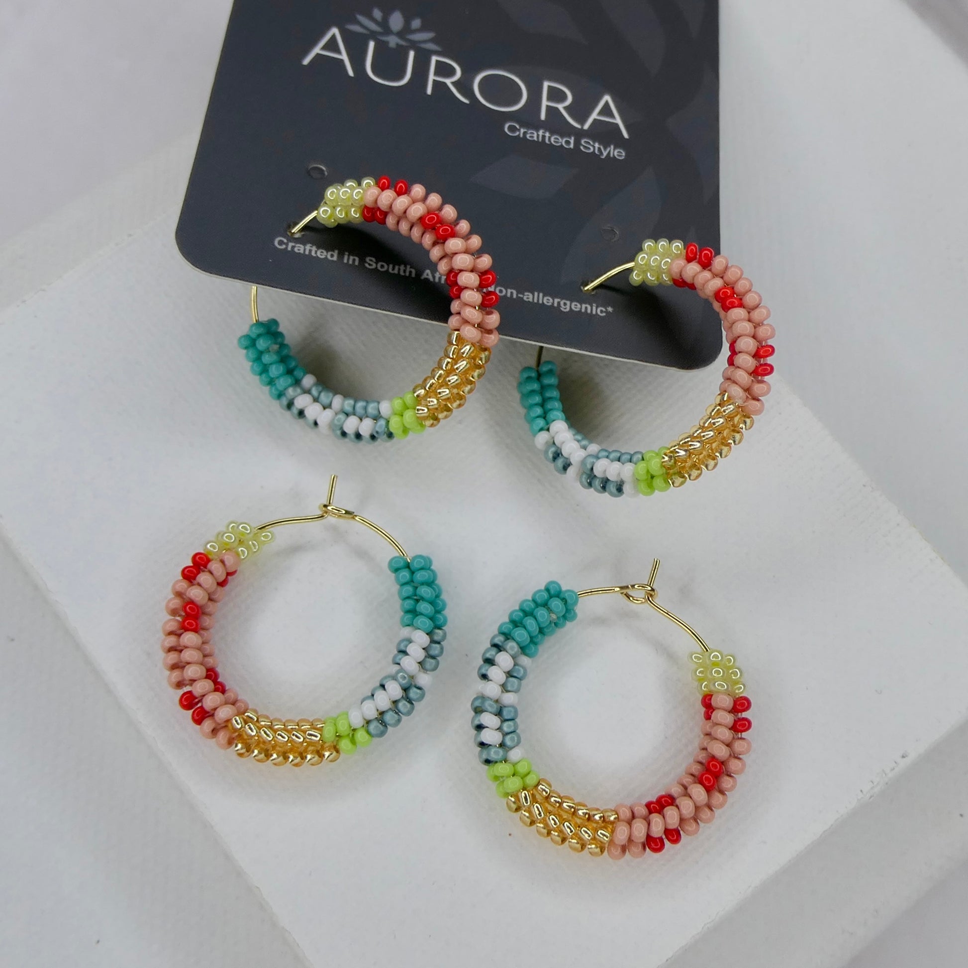 Aurora Crafted Style-Spectrum Hoop in Pink Kaleidoscope (Gold)-Earrings-Aurora Crafted Jewellery-