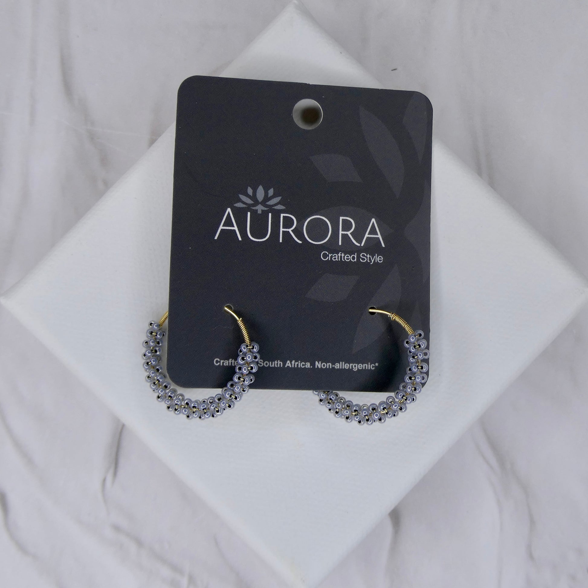 Aurora Crafted Style-Wrapped Hoops in Smokey Blue (Gold)-Earrings-Aurora Crafted Jewellery-