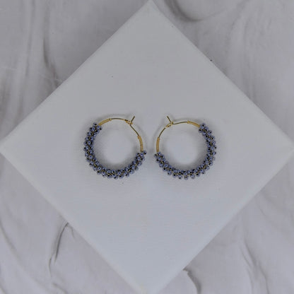 Aurora Crafted Style-Wrapped Hoops in Smokey Blue (Gold)-Earrings-Aurora Crafted Jewellery-