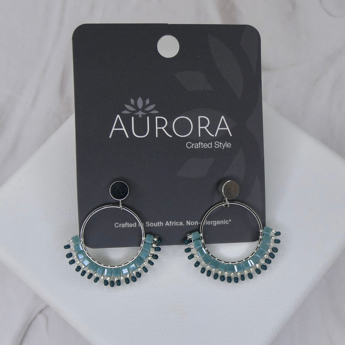 Aurora Crafted Style-Small Mosaic Stud Sage (Silver)-Earrings-Aurora Crafted Jewellery-