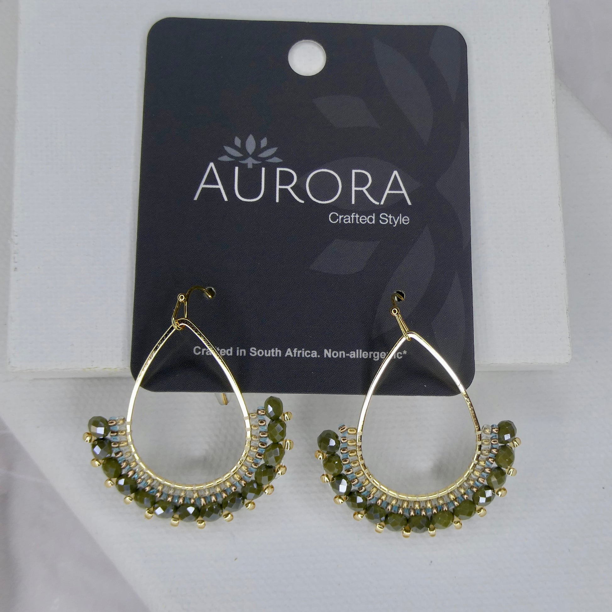 Aurora Crafted Style-Half Frida in Khaki (Gold)-Earrings-Aurora Crafted Jewellery-