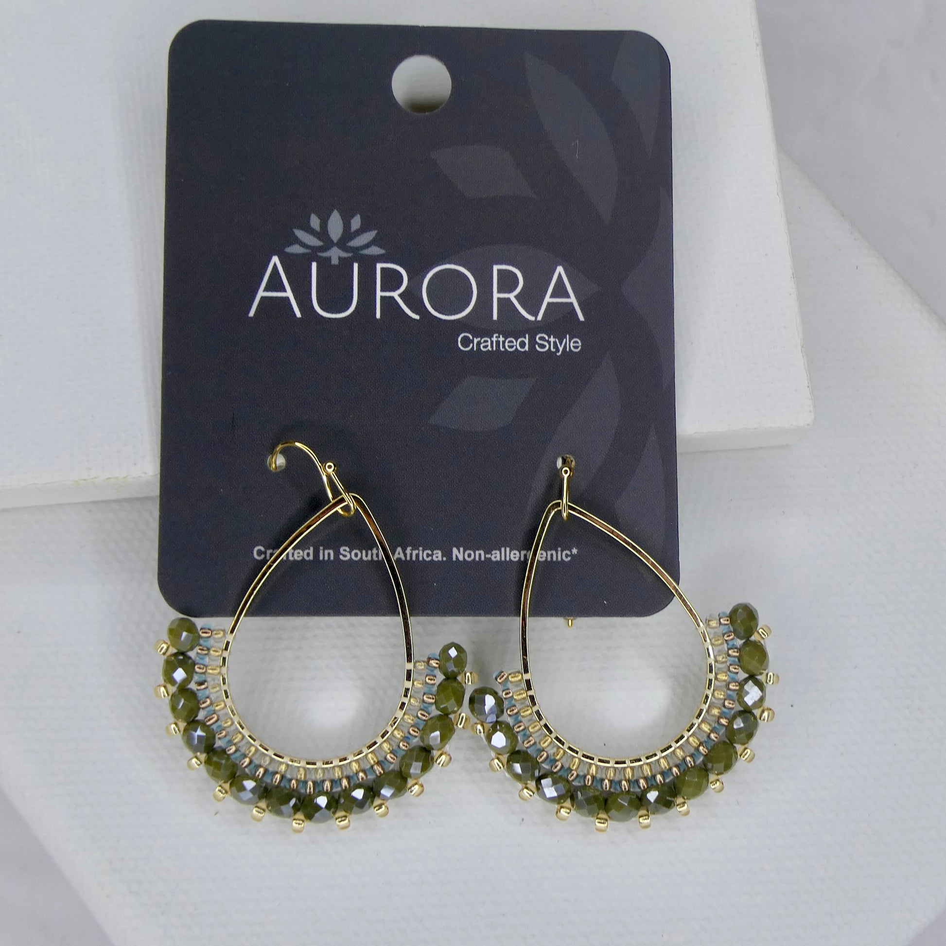 Aurora Crafted Style-Half Frida in Khaki (Gold)-Earrings-Aurora Crafted Jewellery-