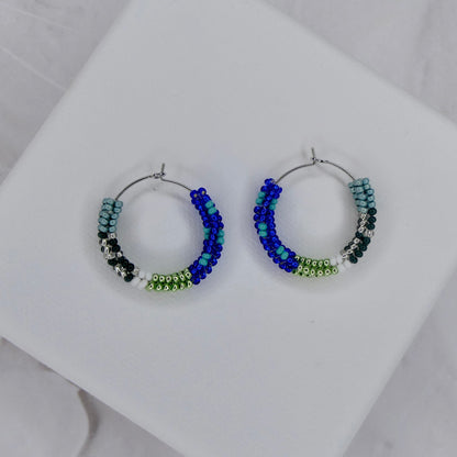 Aurora Crafted Style-Spectrum Hoop in Blue Kaleidoscope (Silver)-Earrings-Aurora Crafted Jewellery-