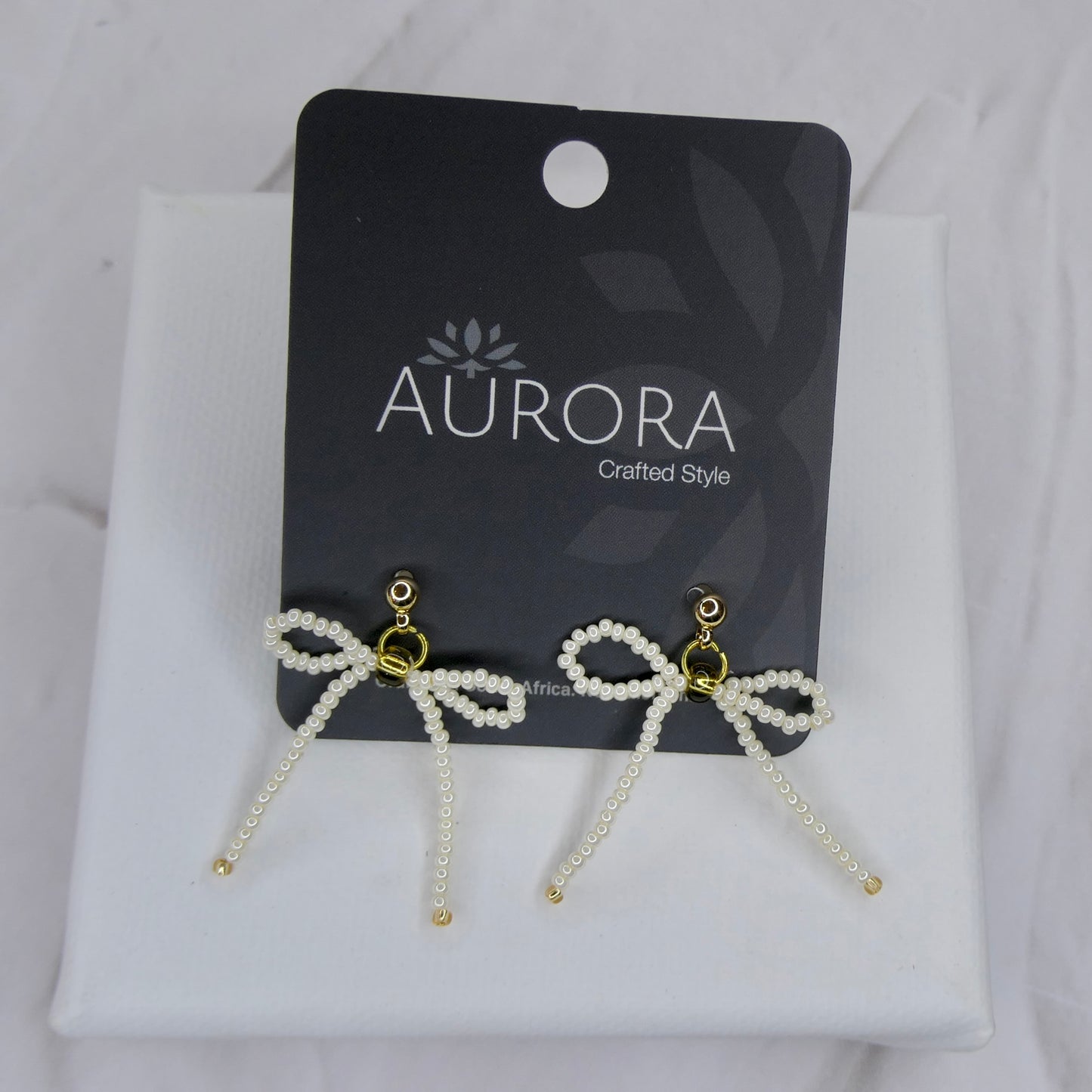 Aurora Crafted Style-The Mini Noya Bow in Pearl (Gold)-Earrings-Aurora Crafted Jewellery-