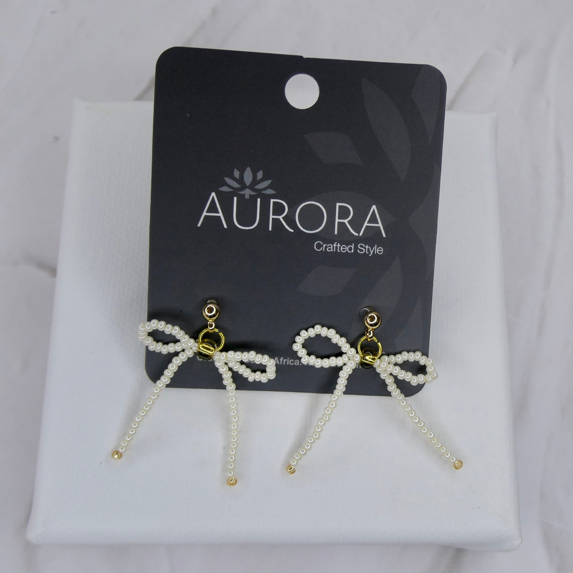 Aurora Crafted Style-The Mini Noya Bow in Pearl (Gold)-Earrings-Aurora Crafted Jewellery-