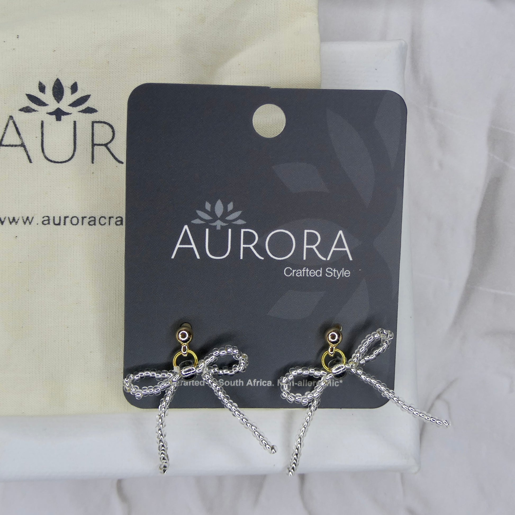 Aurora Crafted Style-The Mini Noya Bow in Silver (Gold)-Earrings-Aurora Crafted Jewellery-