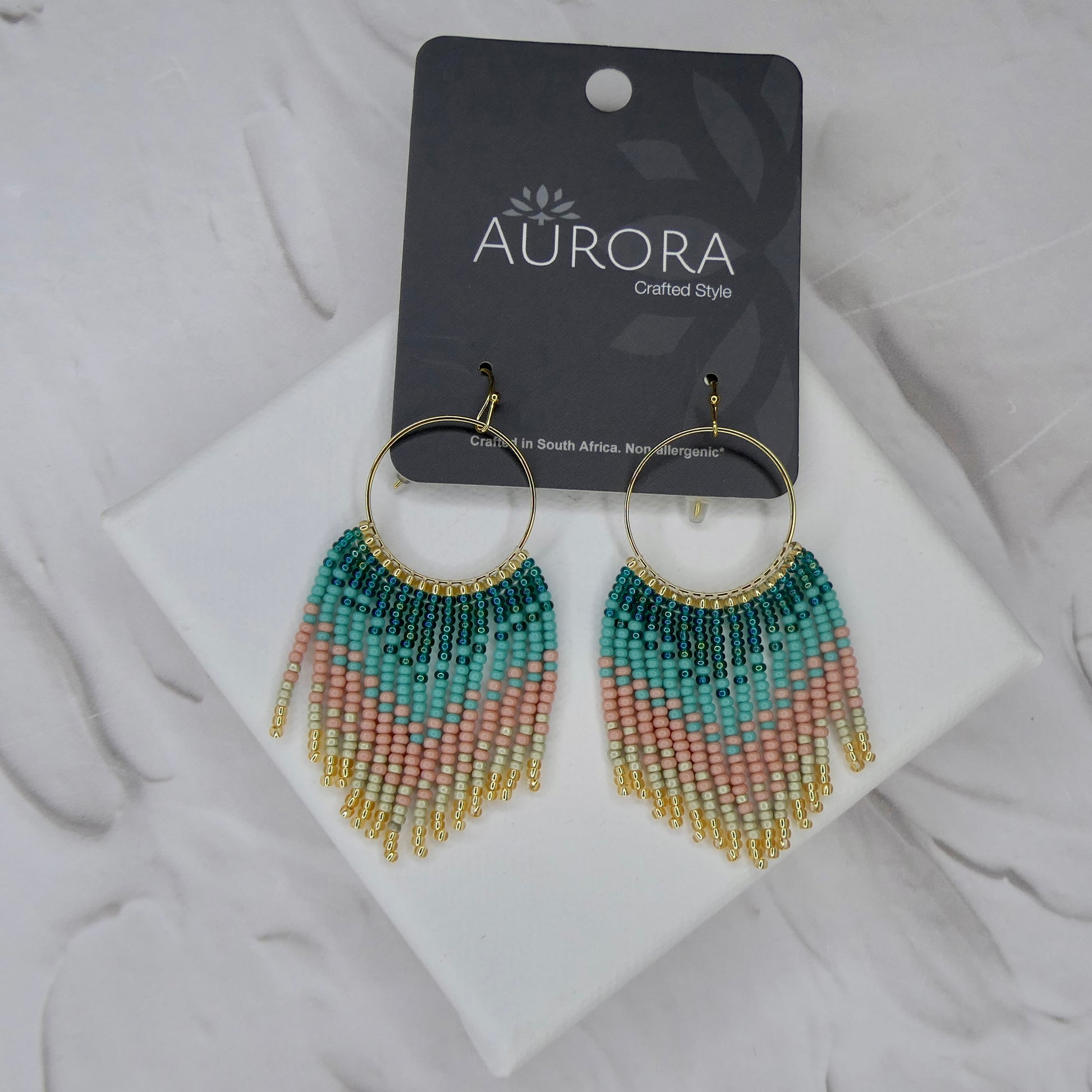 Aurora Crafted Style-Festival Flair Turquoise To Pink (Gold)-Earrings-Aurora Crafted Jewellery-