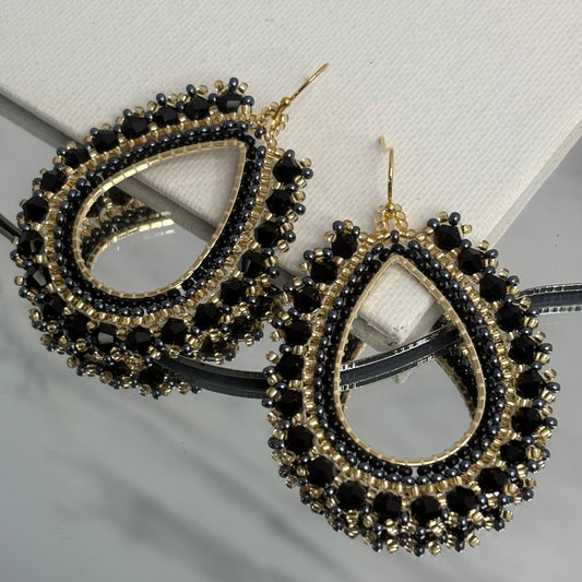 Aurora Crafted Style-Full Frida in Onyx (gold)-Earrings-Aurora Crafted Jewellery-