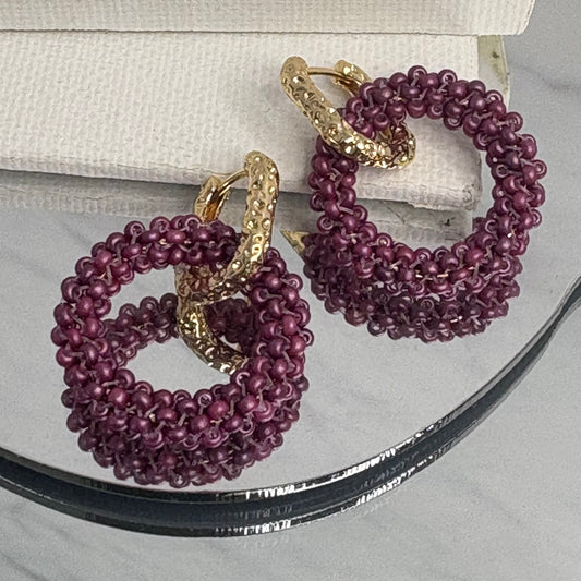 Aurora Crafted Style-Princess Drop in Muted Fuchsia (Gold)-Earrings-Aurora Crafted Jewellery-