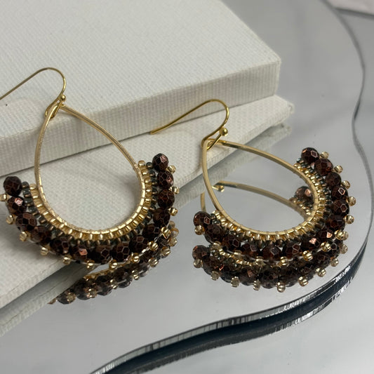 Aurora Crafted Style-Half Frida in Chocolate (Gold)-Earrings-Aurora Crafted Jewellery-