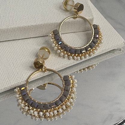Aurora Crafted Style-Small Mosaic Stud in Mushroom (Gold)-Earrings-Aurora Crafted Jewellery-