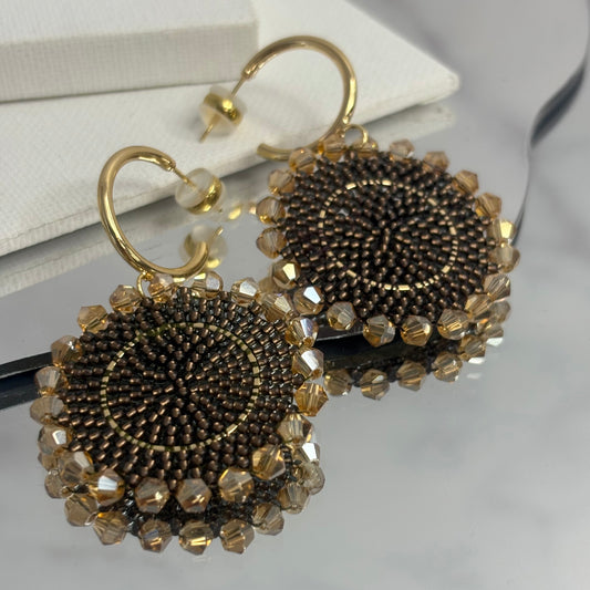 Aurora Crafted Style-Full Moon Reloaded in Mocha (Gold)-Earrings-Aurora Crafted Jewellery-