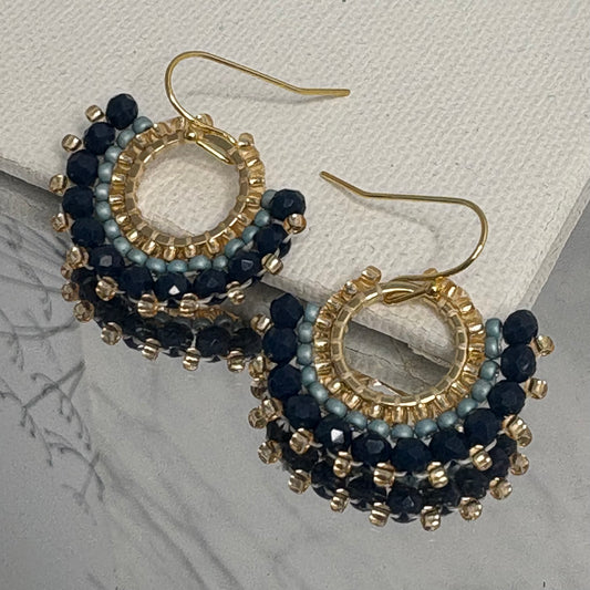 Aurora Crafted Style-Mini Mosaic in Deep Navy (Gold)-Earrings-Aurora Crafted Jewellery-