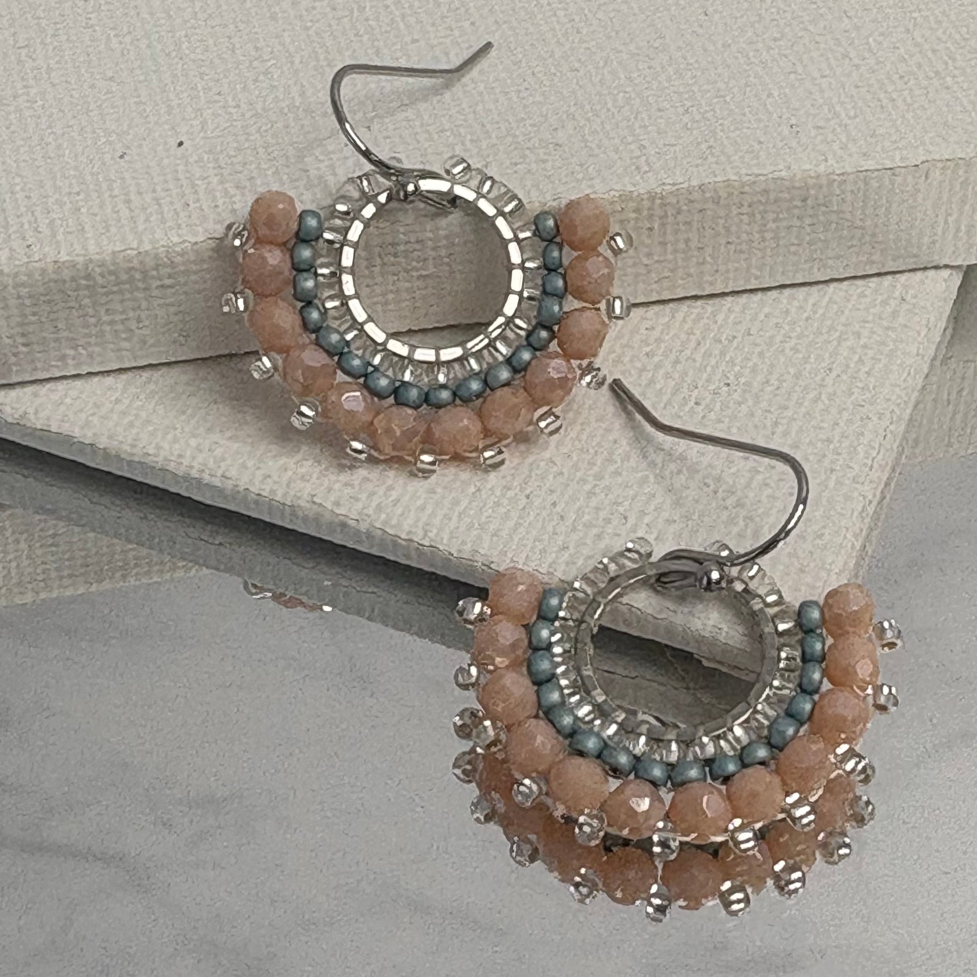 Aurora Crafted Style-Mini Mosaic in Peach Sorbet (Silver)-Earrings-Aurora Crafted Jewellery-