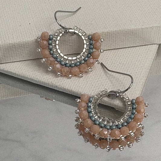 Aurora Crafted Style-Mini Mosaic in Peach Sorbet (Silver)-Earrings-Aurora Crafted Jewellery-