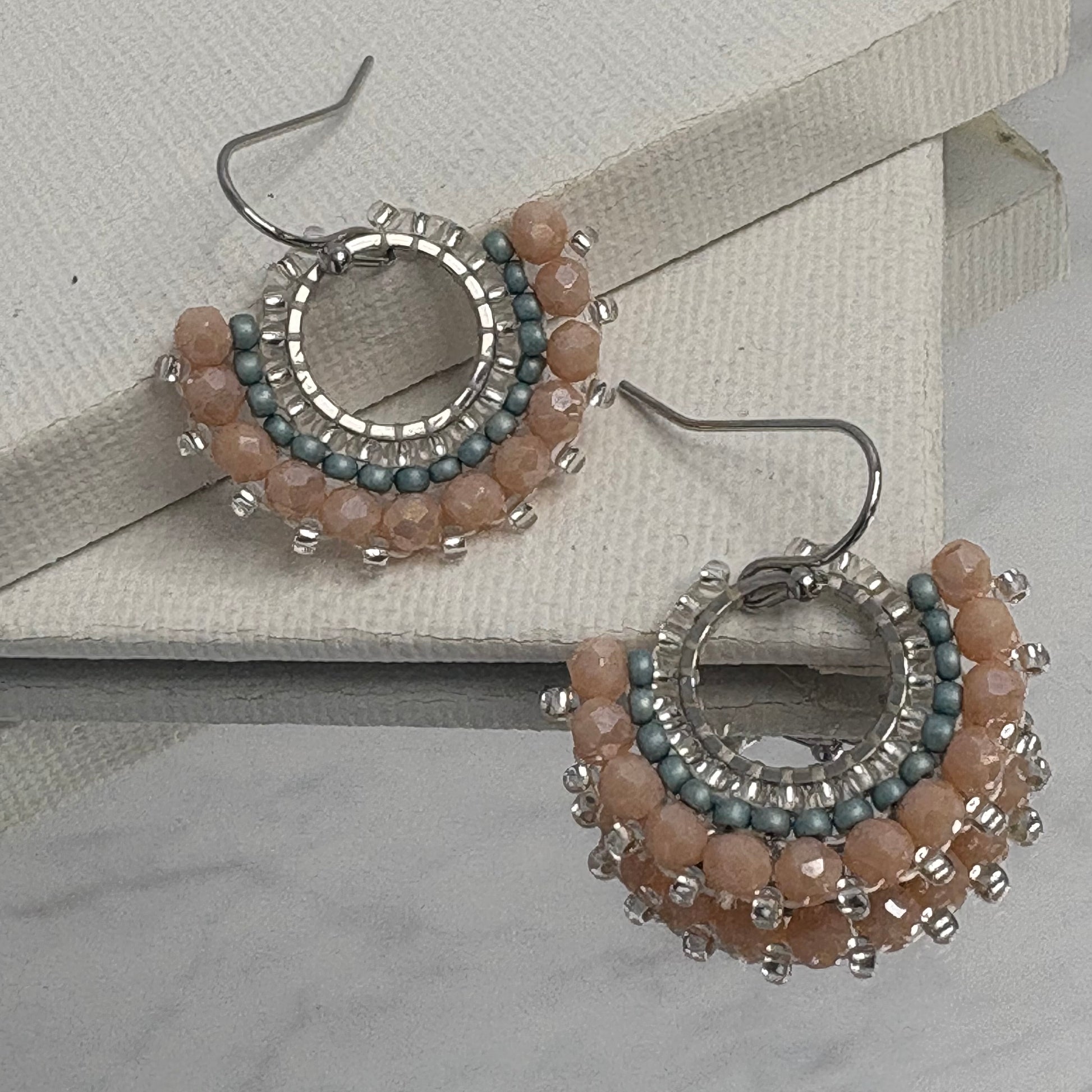 Aurora Crafted Style-Mini Mosaic in Peach Sorbet (Silver)-Earrings-Aurora Crafted Jewellery-