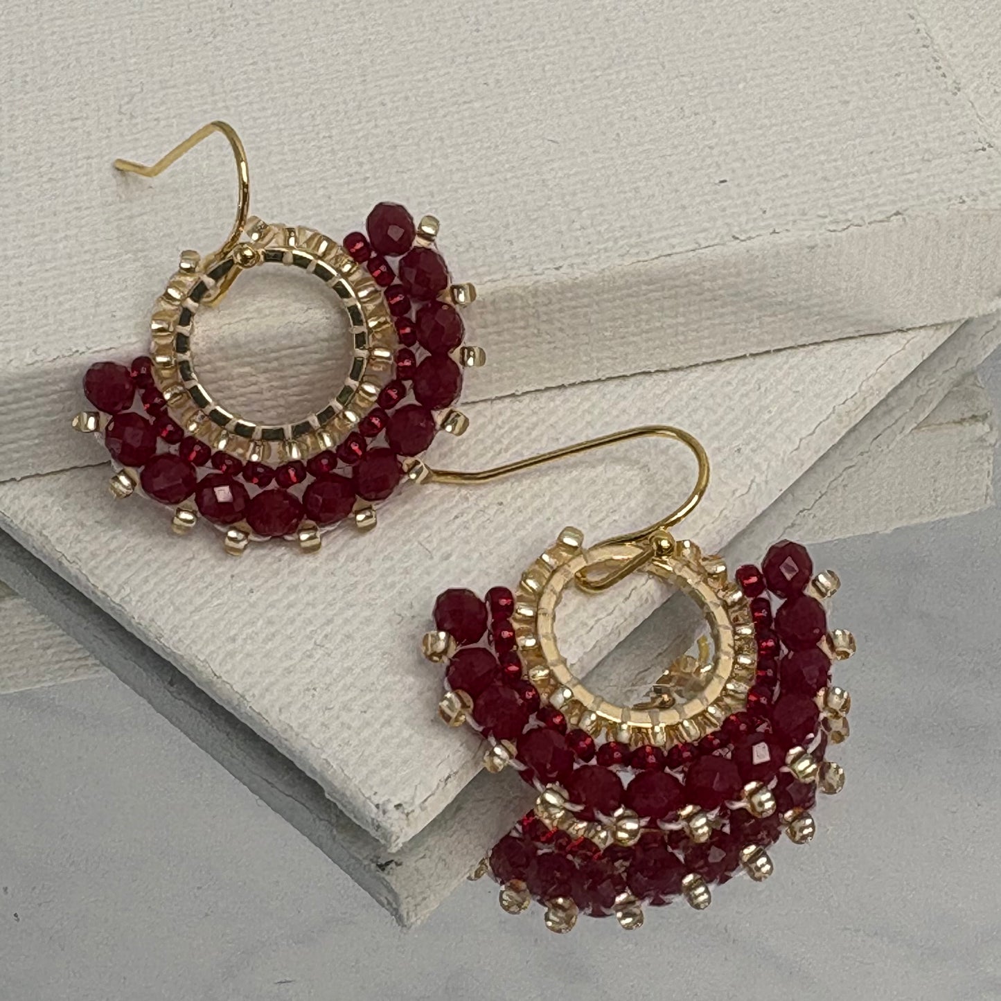 Aurora Crafted Style-Mini Mosaic Bordeaux (Gold)-Earrings-Aurora Crafted Jewellery-
