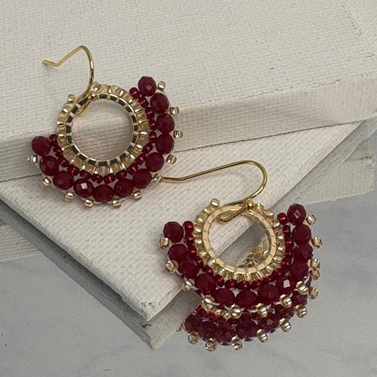 Aurora Crafted Style-Mini Mosaic Bordeaux (Gold)-Earrings-Aurora Crafted Jewellery-