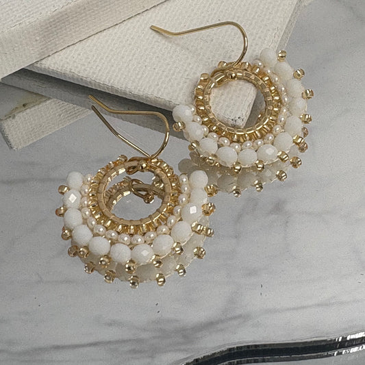 Aurora Crafted Style-Mini Mosaic Drop White (Gold)-Earrings-Aurora Crafted Jewellery-