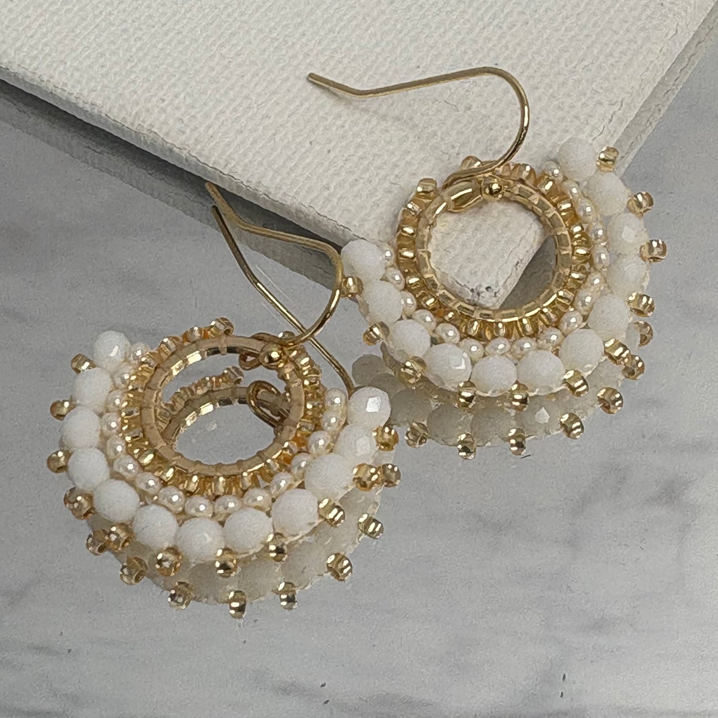 Aurora Crafted Style-Mini Mosaic Drop White (Gold)-Earrings-Aurora Crafted Jewellery-