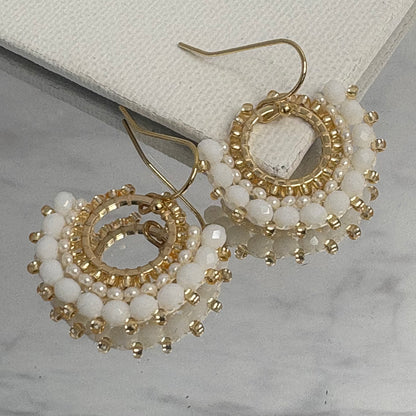 Aurora Crafted Style-Mini Mosaic Drop White (Gold)-Earrings-Aurora Crafted Jewellery-