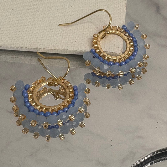 Aurora Crafted Style-Mini Mosaic in Baby Blue (Gold)-Earrings-Aurora Crafted Jewellery-