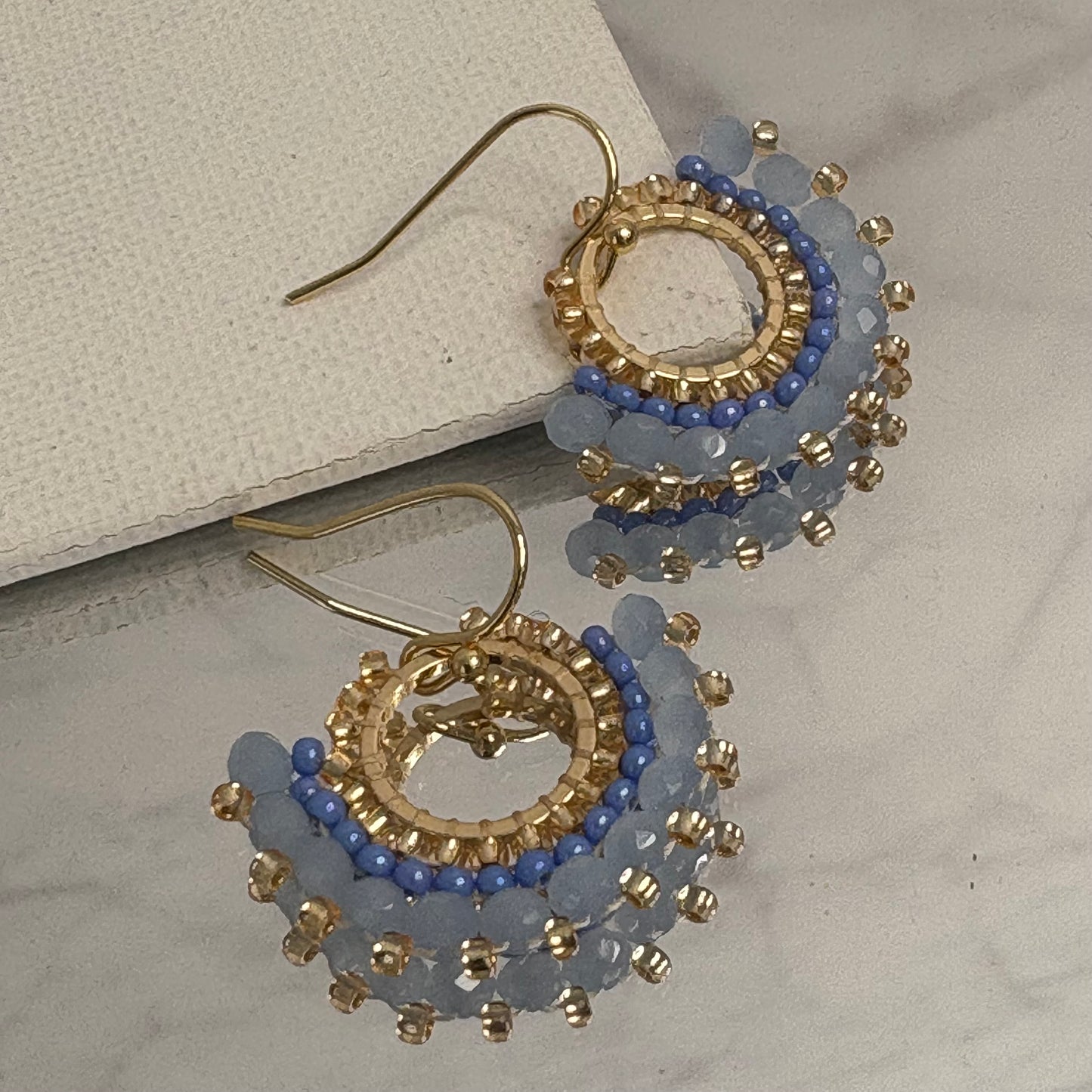 Aurora Crafted Style-Mini Mosaic in Baby Blue (Gold)-Earrings-Aurora Crafted Jewellery-