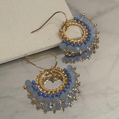 Aurora Crafted Style-Mini Mosaic in Baby Blue (Gold)-Earrings-Aurora Crafted Jewellery-