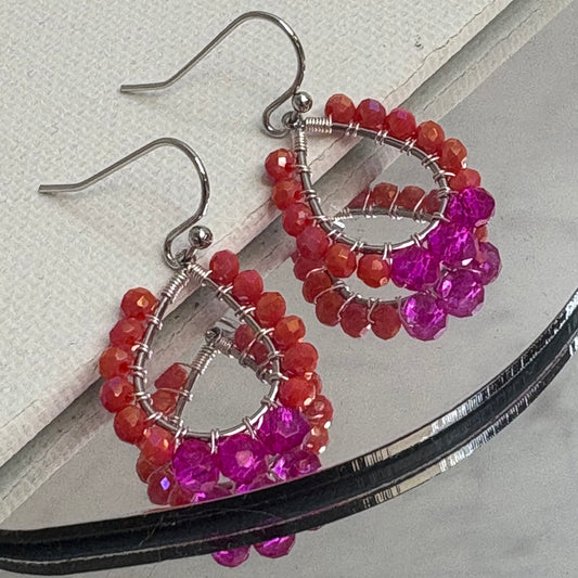 Aurora Crafted Style-Petite Teardrop in Hibiscus (Silver)-Earrings-Aurora Crafted Jewellery-