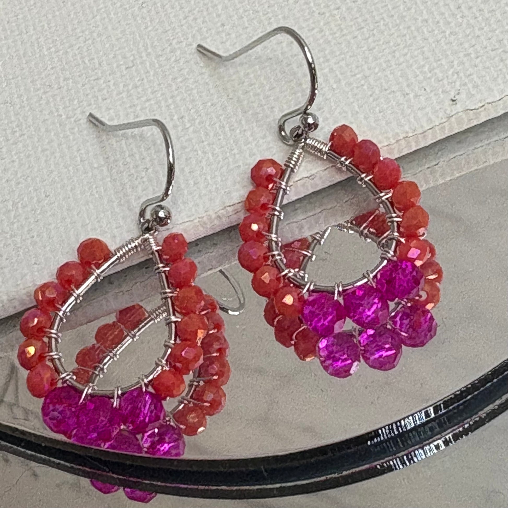 Aurora Crafted Style-Petite Teardrop in Hibiscus (Silver)-Earrings-Aurora Crafted Jewellery-